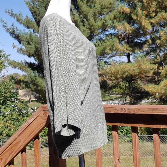 Chaps gray gold long knit sweater L - Picture 3 of 7